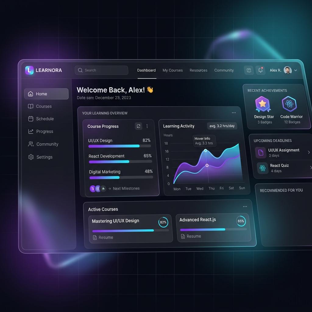 theBCAstudent Dashboard Interactive Interface Mockup